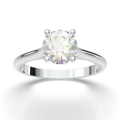 Anel Solitario De Ouro Branco 18k Diamante Brilhante 50pontos
