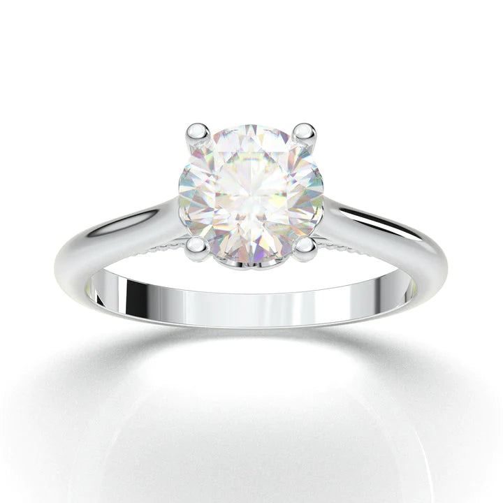 Anel Solitario De Ouro Branco 18k Diamante Brilhante 20pontos