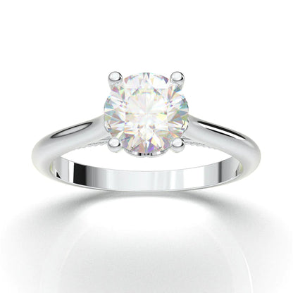 Anel Solitario De Ouro Branco 18k Diamante Brilhante 20pontos