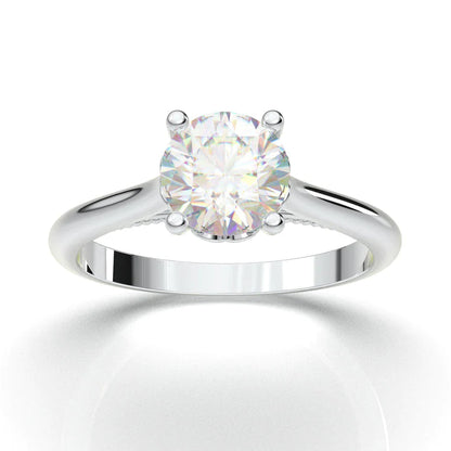 Anel Solitario De Ouro Branco 18k Diamante Brilhante 40pontos