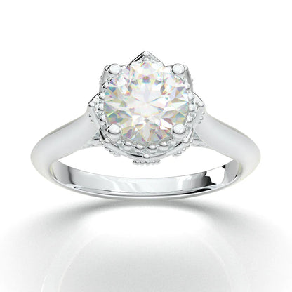 Anel Solitario Coroa De Ouro Branco 18k Diamante Brilhante 50pontos