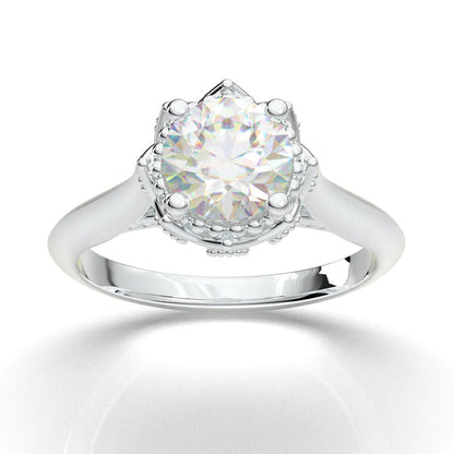 Anel Solitario Coroa De Ouro Branco 18k Diamante Brilhante 40pontos