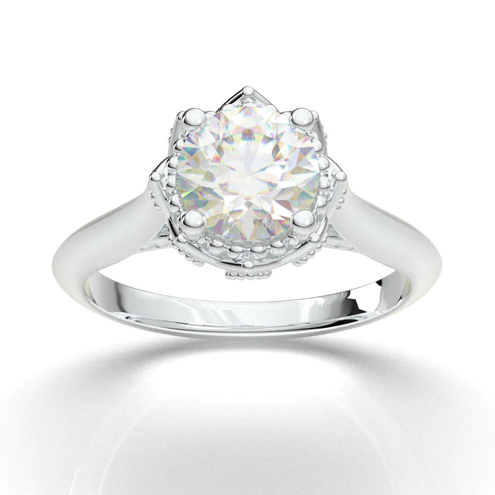 Anel Solitario Coroa De Ouro Branco 18k Diamante Brilhante 20pontos