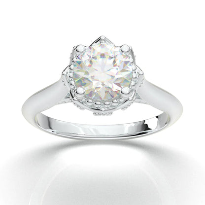 Anel Solitario Coroa De Ouro Branco 18k Diamante Brilhante 20pontos