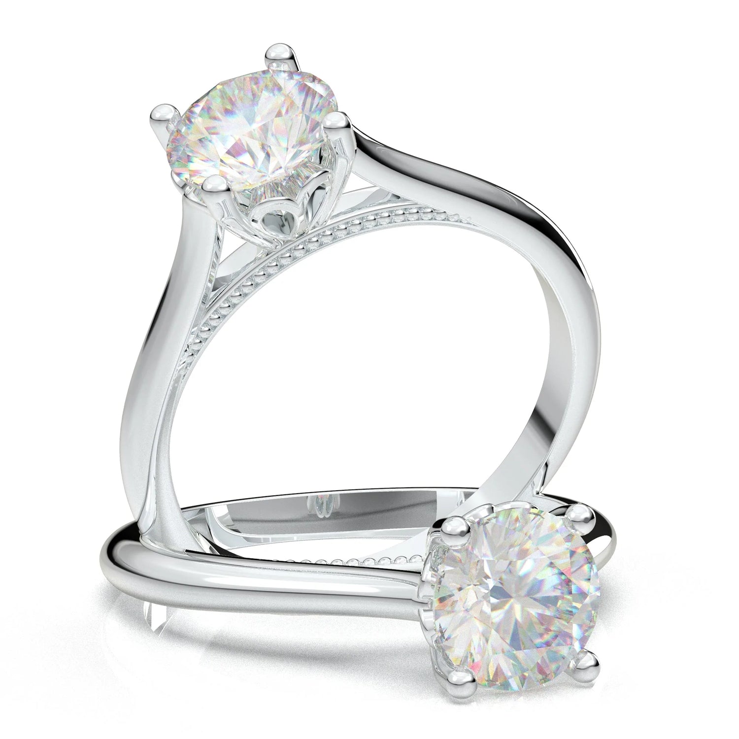 Anel Solitario De Ouro Branco 18k Diamante Brilhante 50pontos