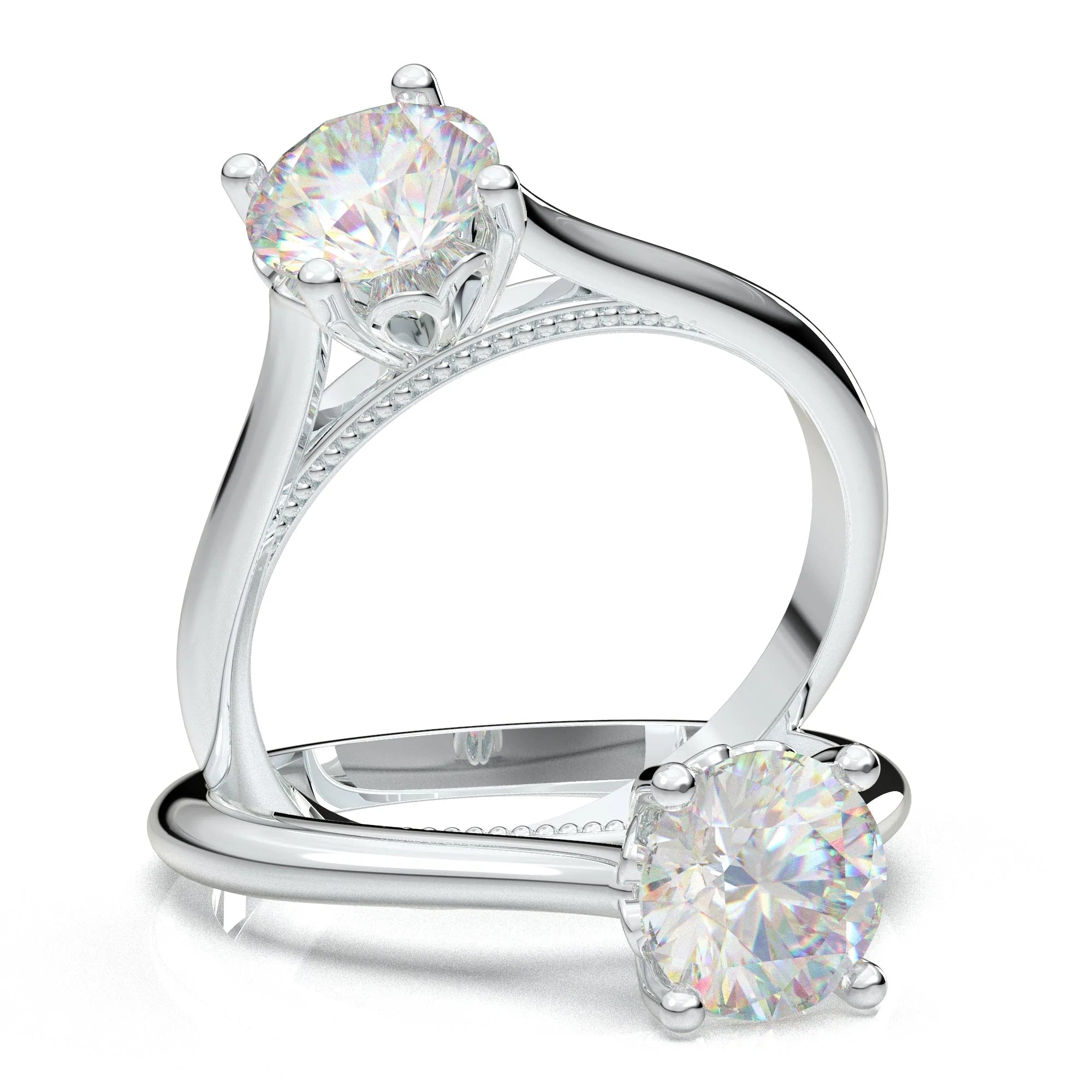 Anel Solitario De Ouro Branco 18k Diamante Brilhante 50pontos