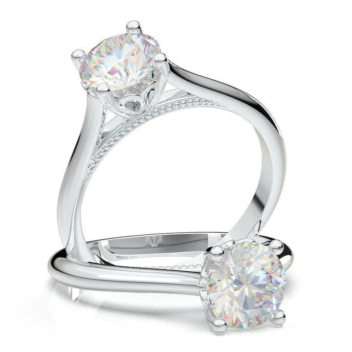 Anel Solitario De Ouro Branco 18k Diamante Brilhante 40pontos
