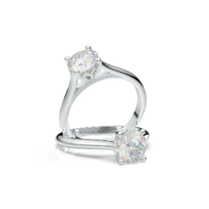 Anel Solitario De Ouro Branco 18k Diamante Brilhante 20pontos