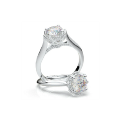 Anel Solitario Coroa De Ouro Branco 18k Diamante Brilhante 20pontos