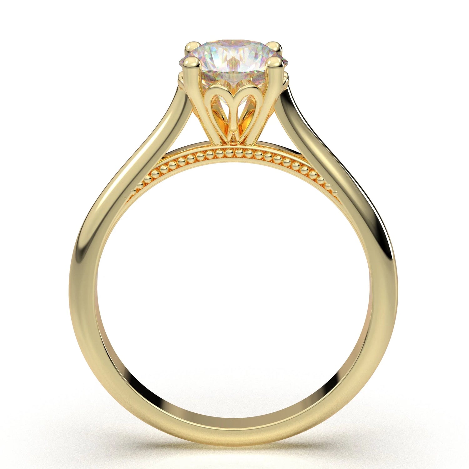 Anel Solitario De Ouro Amarelo 18k Diamante Brilhante 100pontos