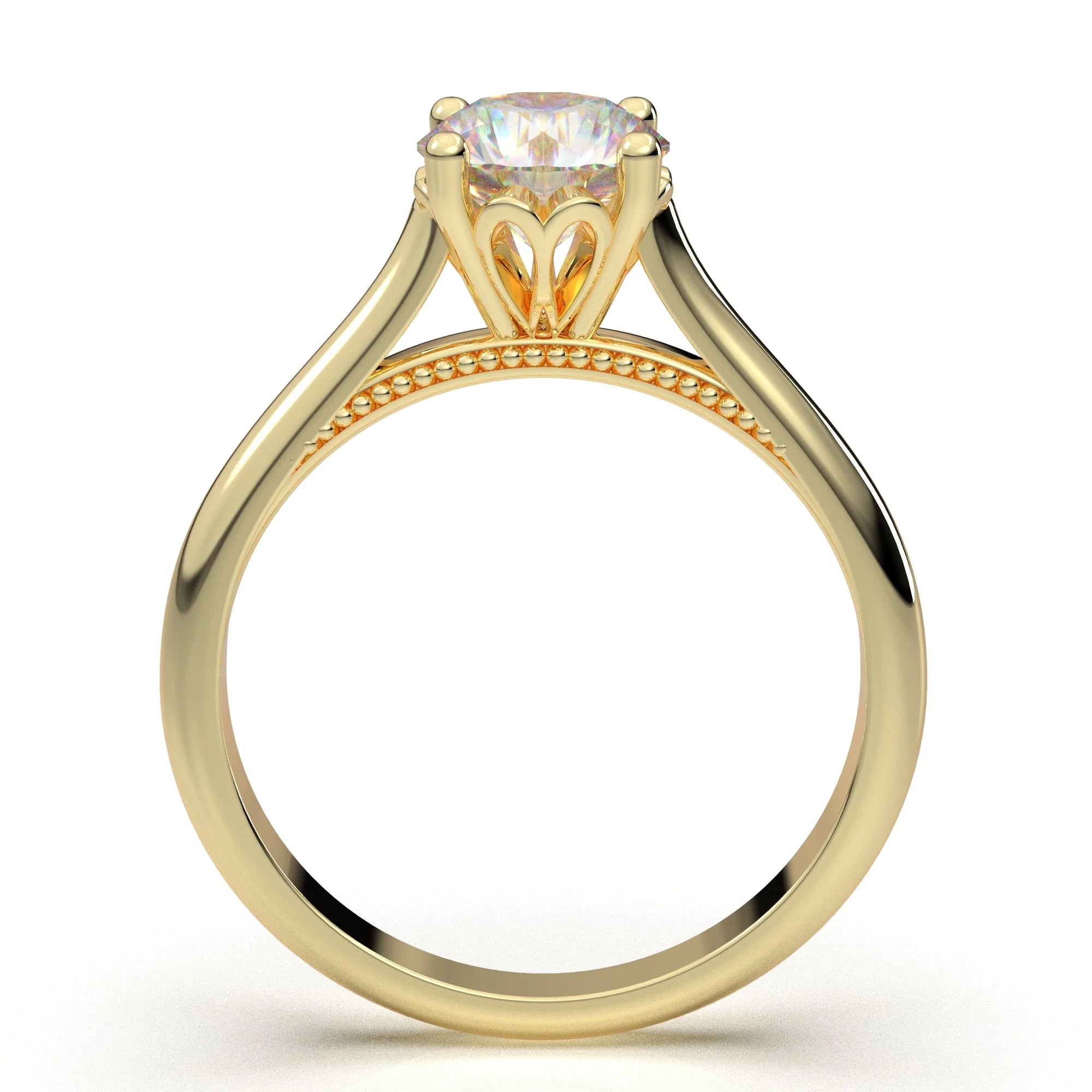 Anel Solitario De Ouro Amarelo 18k Diamante Brilhante 100pontos