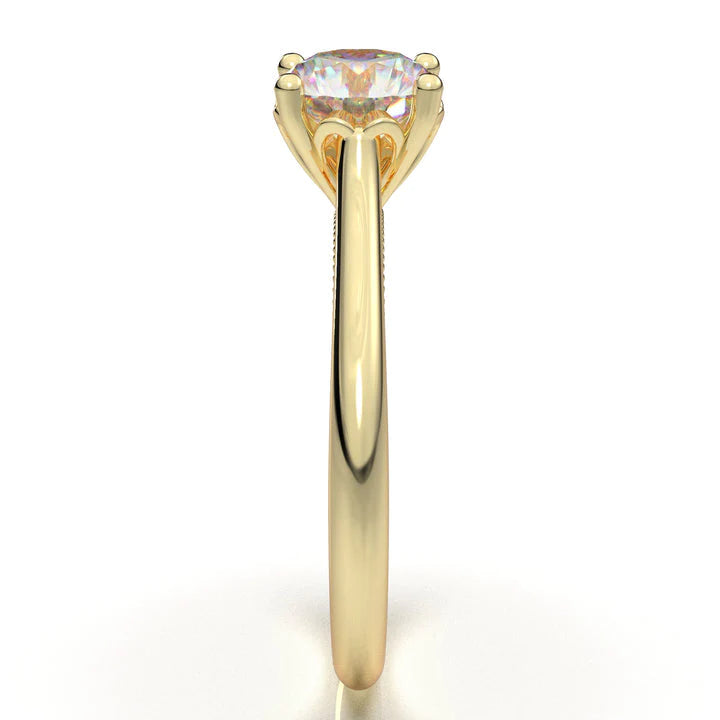 Anel Solitario De Ouro Amarelo 18k Diamante Brilhante 50pontos