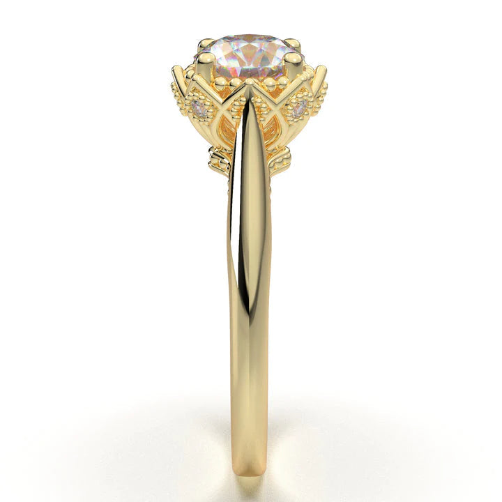 Anel Solitario Coroa De Ouro Amarelo 18k Diamante Brilhante 30pontos