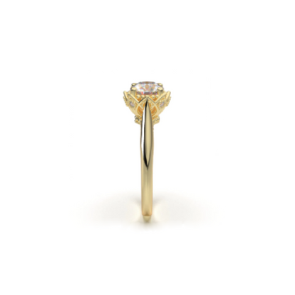 Anel Solitario Coroa De Ouro Amarelo 18k Diamante Brilhante 20pontos