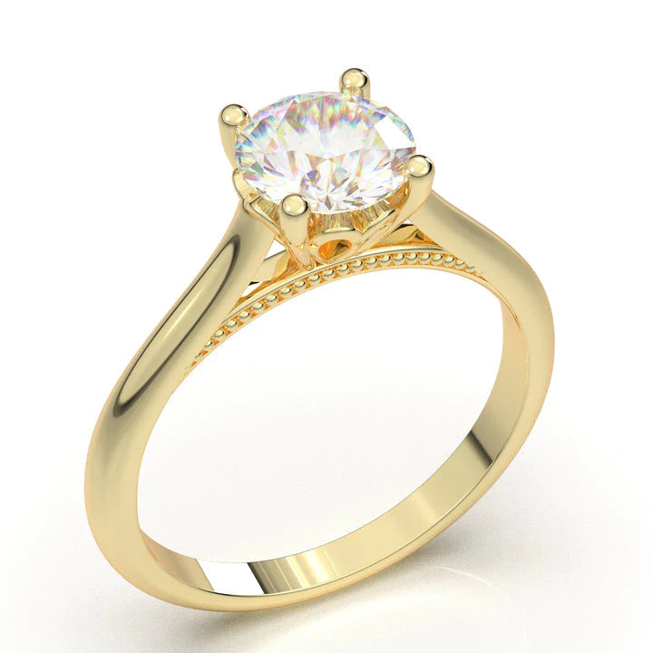Anel Solitario De Ouro Amarelo 18k Diamante Brilhante 50pontos