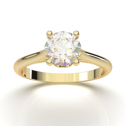 Anel Solitario De Ouro Amarelo 18k Diamante Brilhante 100pontos