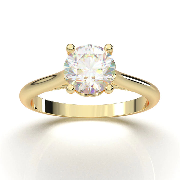 Anel Solitario De Ouro Amarelo 18k Diamante Brilhante 40pontos