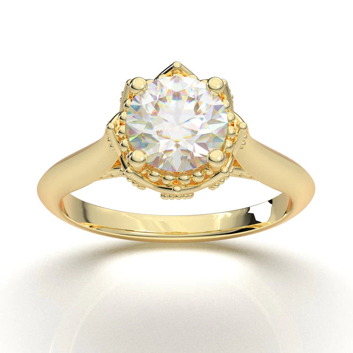 Anel Solitario Coroa De Ouro Amarelo 18k Diamante Brilhante 20pontos