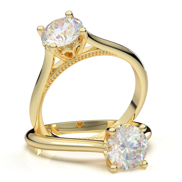 Anel Solitario De Ouro Amarelo 18k Diamante Brilhante 30pontos