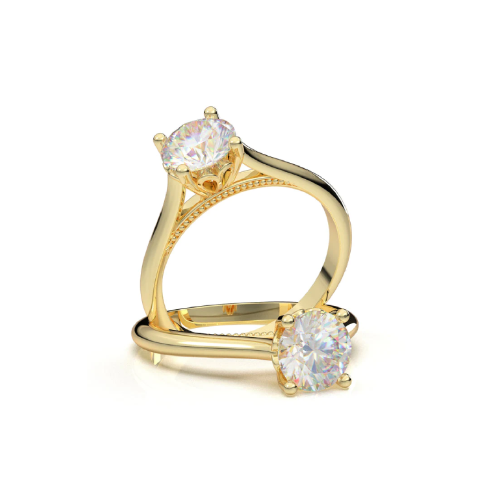 Anel Solitario De Ouro Amarelo 18k Diamante Brilhante 20pontos