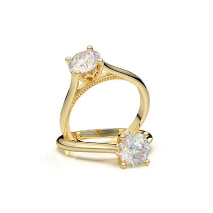Anel Solitario De Ouro Amarelo 18k Diamante Brilhante 20pontos