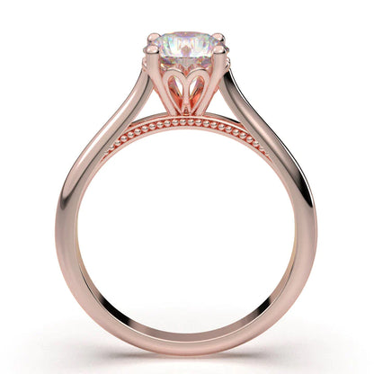 Anel Solitario De Ouro Rose 18k Diamante Brilhante 20pontos