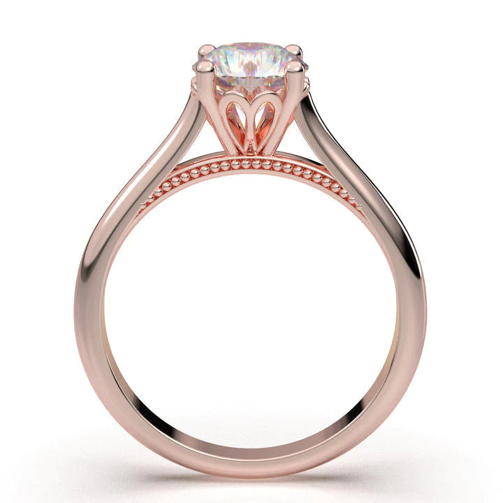 Anel Solitario De Ouro Rose 18k Diamante Brilhante 50pontos