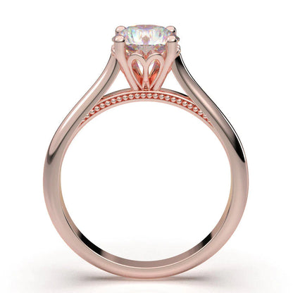 Anel Solitario De Ouro Rose 18k Diamante Brilhante 50pontos