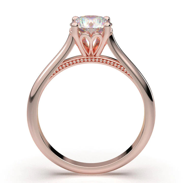 Anel Solitario De Ouro Rose 18k Diamante Brilhante 40pontos