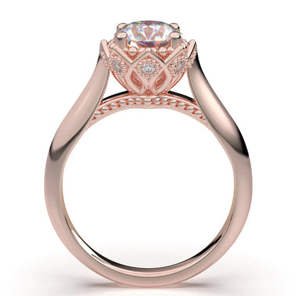 Anel Solitario Coroa De Ouro Rose 18k Diamante Brilhante 40pontos