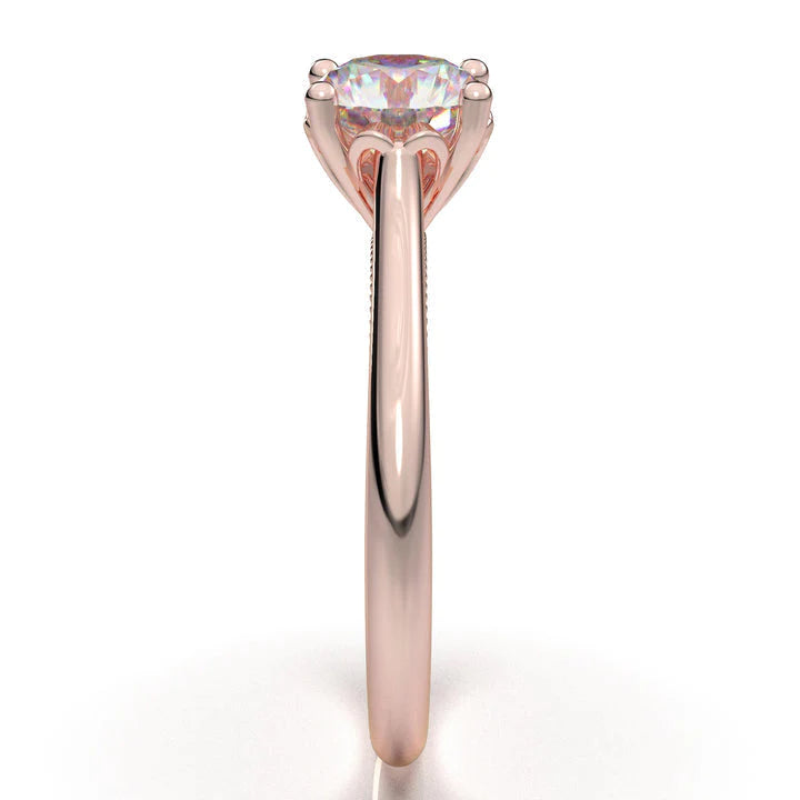 Anel Solitario De Ouro Rose 18k Diamante Brilhante 50pontos