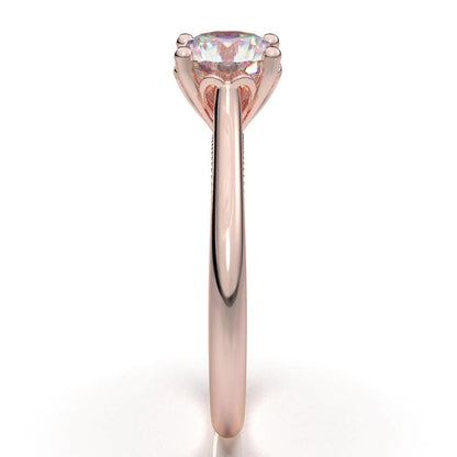 Anel Solitario De Ouro Rose 18k Diamante Brilhante 50pontos