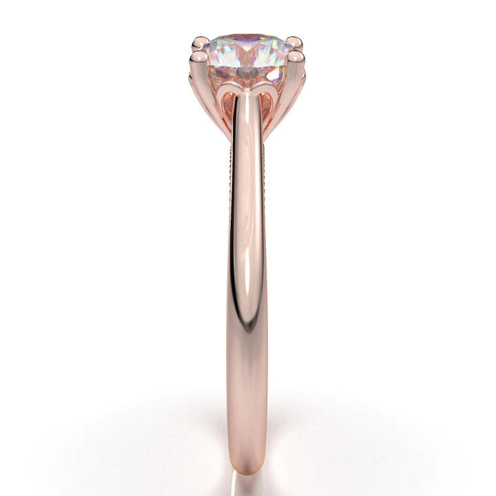 Anel Solitario De Ouro Rose 18k Diamante Brilhante 40pontos