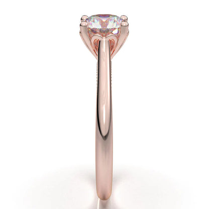 Anel Solitario De Ouro Rose 18k Diamante Brilhante 40pontos