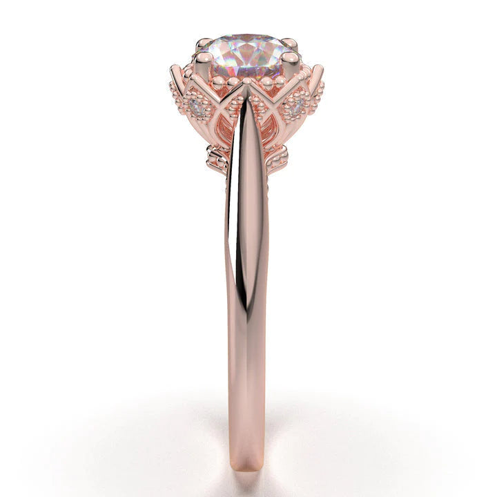 Anel Solitario Coroa De Ouro Rose 18k Diamante Brilhante 50pontos