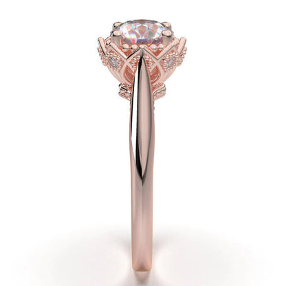Anel Solitario Coroa De Ouro Rose 18k Diamante Brilhante 50pontos