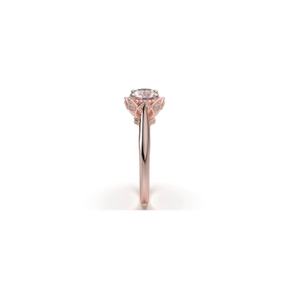 Anel Solitario Coroa De Ouro Rose 18k Diamante Brilhante 20pontos