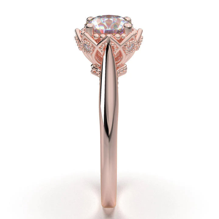 Anel Solitario Coroa De Ouro Rose 18k Diamante Brilhante 40pontos