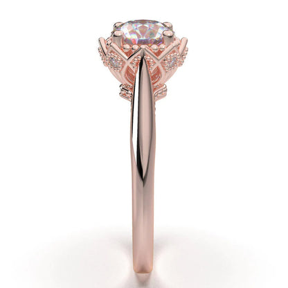 Anel Solitario Coroa De Ouro Rose 18k Diamante Brilhante 40pontos
