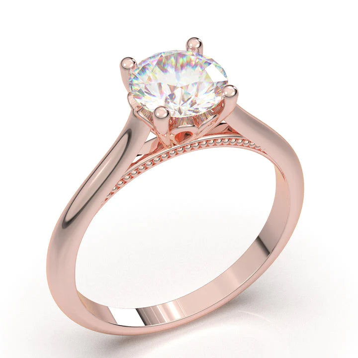Anel Solitario De Ouro Rose 18k Diamante Brilhante 20pontos