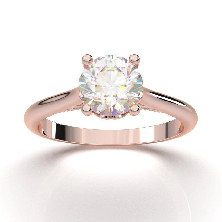 Anel Solitario De Ouro Rose 18k Diamante Brilhante 50pontos