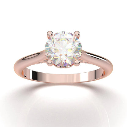 Anel Solitario De Ouro Rose 18k Diamante Brilhante 50pontos