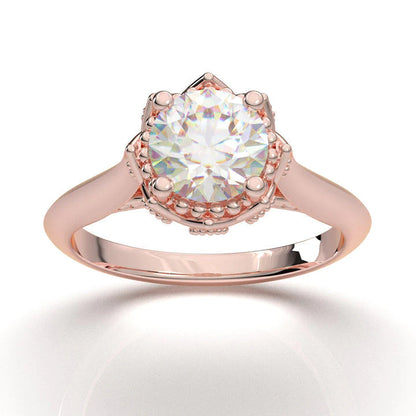 Anel Solitario Coroa De Ouro Rose 18k Diamante Brilhante 50pontos