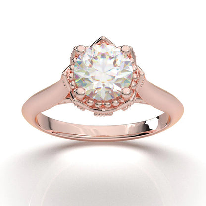 Anel Solitario Coroa De Ouro Rose 18k Diamante Brilhante 40pontos