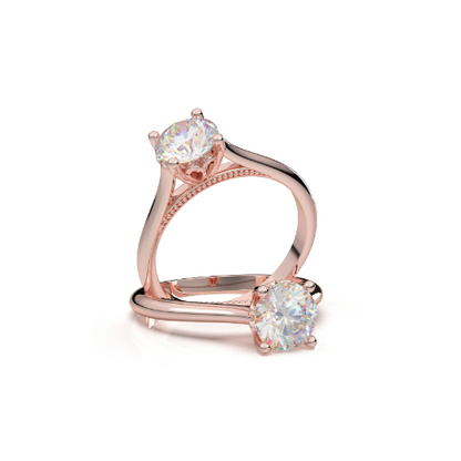Anel Solitario De Ouro Rose 18k Diamante Brilhante 20pontos