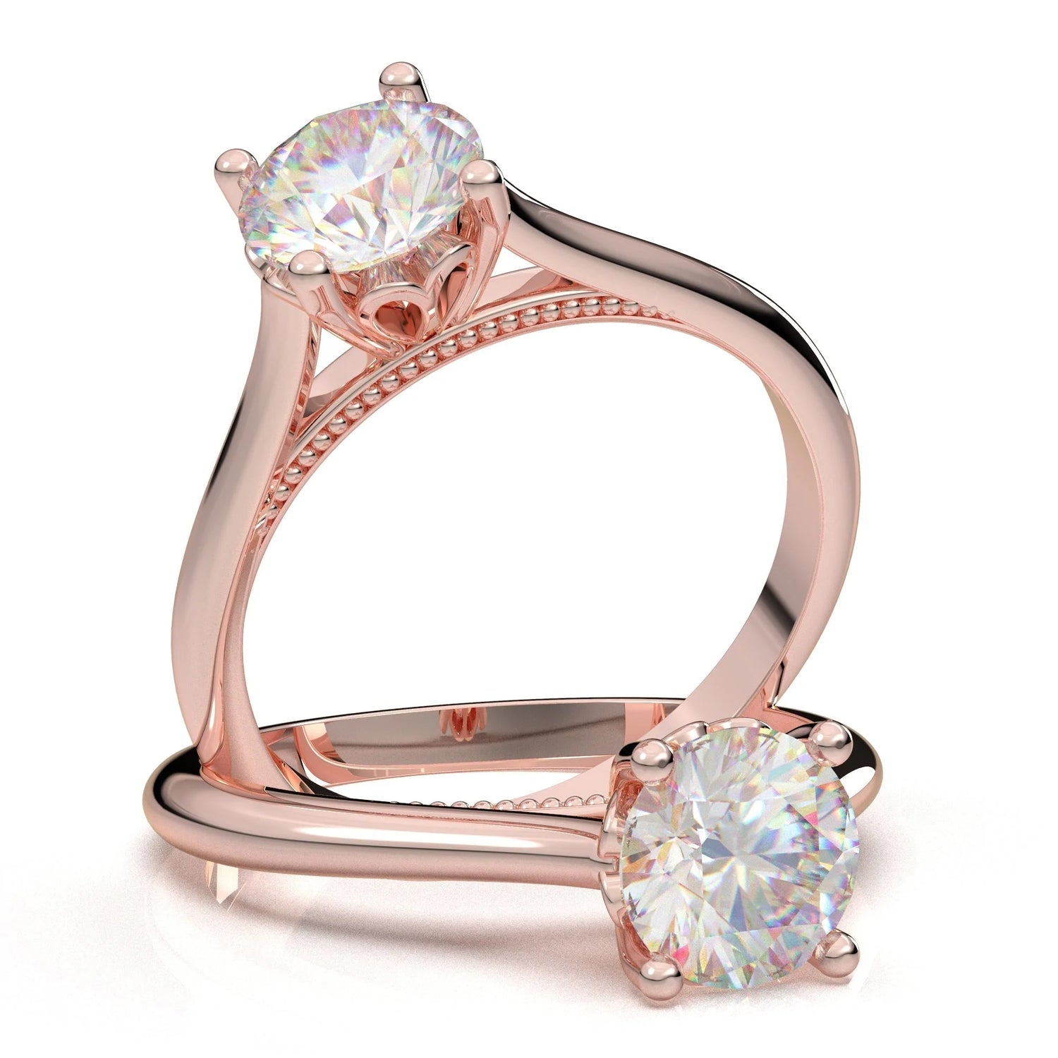 Anel Solitario De Ouro Rose 18k Diamante Brilhante 40pontos