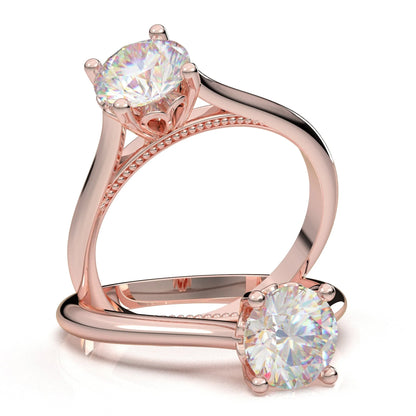 Anel Solitario De Ouro Rose 18k Diamante Brilhante 40pontos