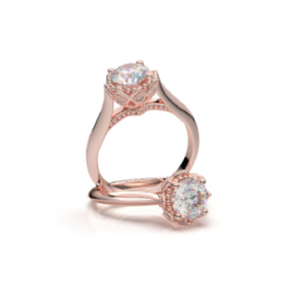 Anel Solitario Coroa De Ouro Rose 18k Diamante Brilhante 20pontos