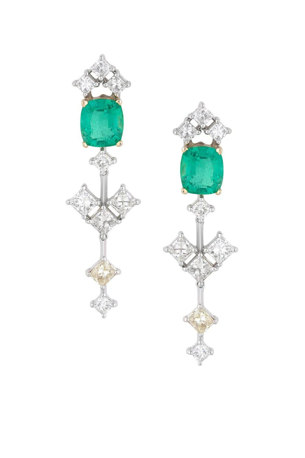 Brinco feminino de ouro 18k diamantes e esmeralda Shopia