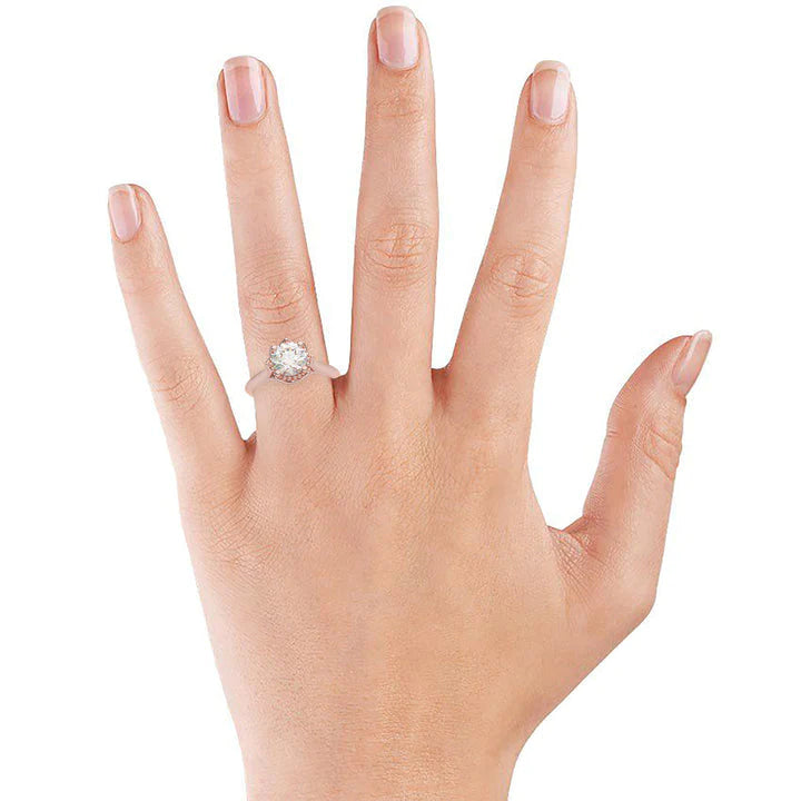 Anel Solitario Coroa De Ouro Rose 18k Diamante Brilhante 30pontos